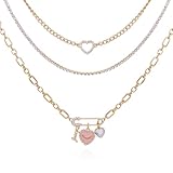 Juicy Couture Goldtone Pink Heart Layered Necklace for Women