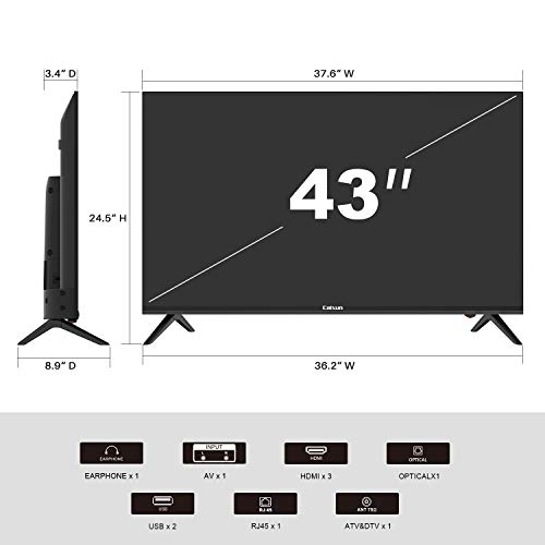 Caixun Android TV 43-Inch Smart LED TV 4K EC43S1UA - Ultra HD Flat Screen Television with HDR10 and Voice Remote - Support Screen Cast,Google Assistant (2020 Model)