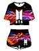 Produktbild BTS T-Shirts und Hosen Set Damen, Teenager Mädchen Tshirts Shorts Sommer Crop Tops Anzug Frauen Bauchfrei Oberteile Sport Kurze Tank Top Armee Suga Jimin Jin Jung Jook J-Hope Rap-Monster V (3, L)