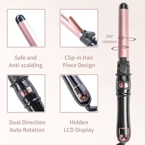 Uotjcnr UOTJCNR-3 2024 Newest 28Mm/1.1 Inch Automatic Curling Wand Rotating Curling Iron For Long Short Hair, Automatic Hair Curler With Led Display, Professional Hair Waver Hair Styling Irons Fast Heating Wand thumb #2