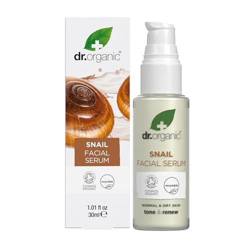 Dr Organic Snail Gel Facial Serum, Healthy-Aging, Moisturising, Mens, Womens, Natural, Vegetarian, Cruelty-Free, Paraben & SLS-Free, Organic, 30ml, Packaging May Vary