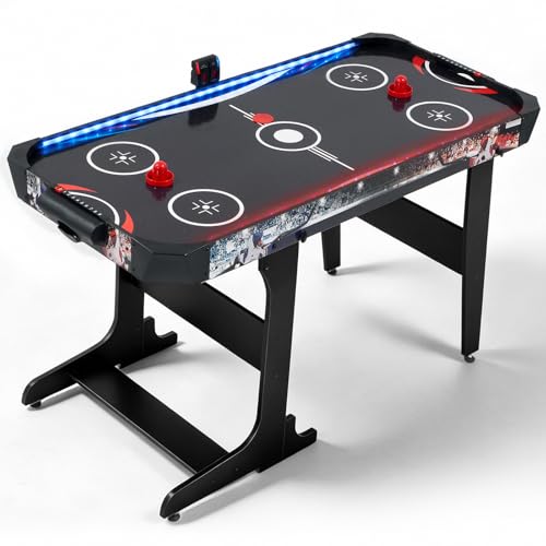 RAYKEEP 57 Inch Foldable Black Air Hockey Table
