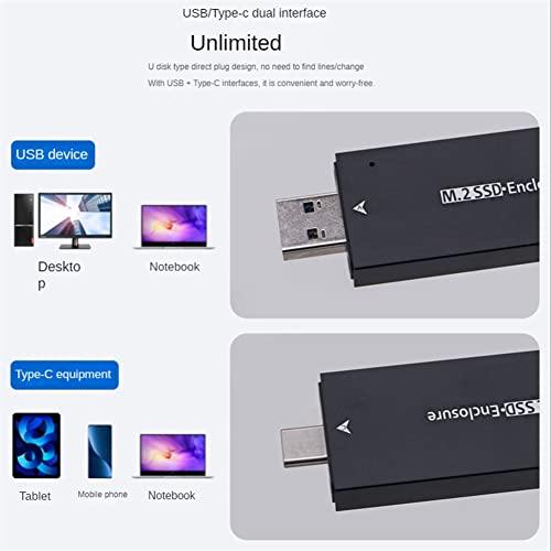 Carcasa externa para disco M.2 SSD USB 3.1 Type C negra miniatura 6
