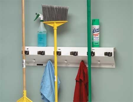 Mop/Broom Holder, 6 Handle, 34 in