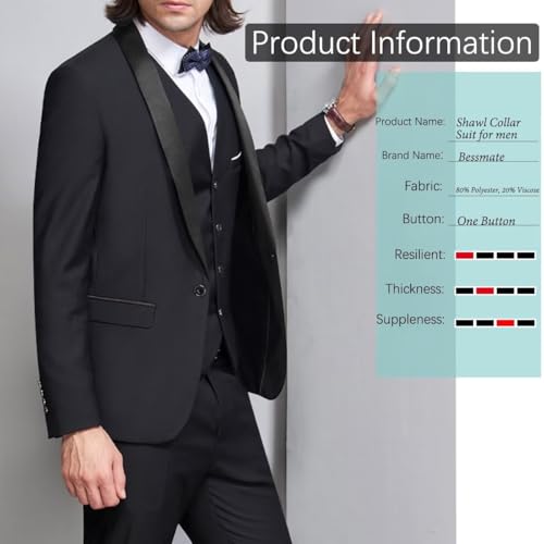 Mens 3 Pieces Classic Suit Black Satin Collar Wedding Blazer Grooms Jackets Vests Pants Suits3