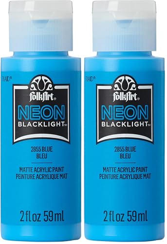 Image of FolkArt Neon Acrylic Paint in Assorted Colors (2 Ounce), 2855 Neon Blue,FANEON-2855 (Pack of 2)