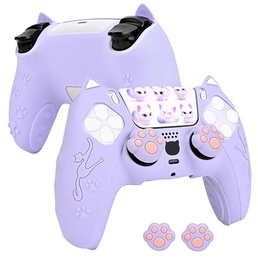 DLseego Protección Cubierta para Mando PS5,Ergonómico Antideslizante Controller Silicona Funda Piel con 2PCS Pulgar Palillo Agarre Tapas y 2PCS Táctil Pad Pegatina,Morado | Ya disponible en tu tienda friki favorita! En mundofriki.es!