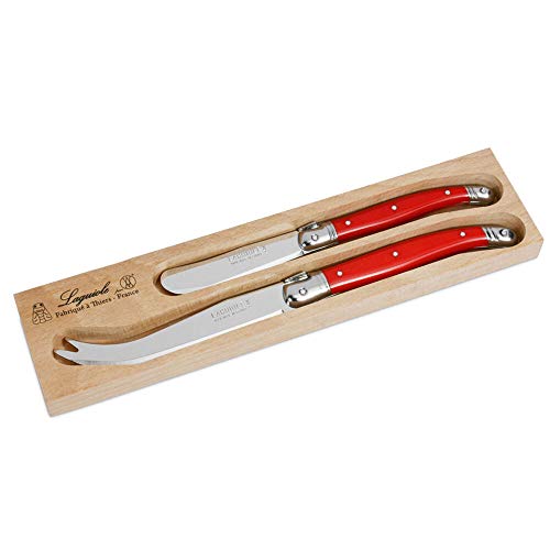 Laguiole by Andre Verdier Debutant Cheese Knife Set, Red, (Pack of 2), AV-2PC-CHEESE-R
