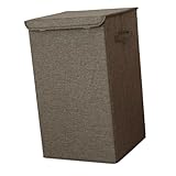 VILLCASE Großer Faltbarer Wäschekorb aus Waschbarem Baumwoll leinen mit Deckel und Griff...