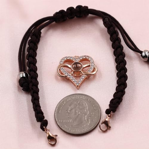 Image of 100 Languages I Love You Bracelet Necklace Heart Projection Bracelets Adjustable Braided Rope Friendship Love Gifts for Mom Best Friends