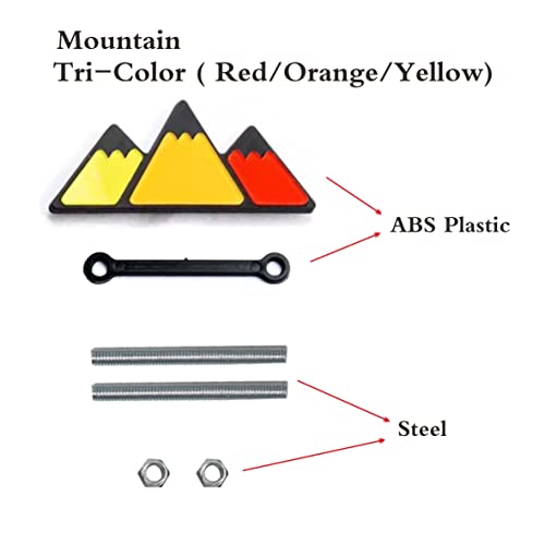 Image of Tri-Color Grille Badge Emblem Decoration Accessories Car Truck Label Compatible for Tacoma 4Runner Tundra Sequoia Rav4 Highlander (Mountain Yellow /Orange /Red)