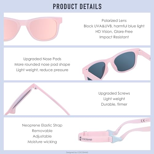 image for COCOSAND Flexible Polarized Baby Sunglasses with Strap UV Protection f
