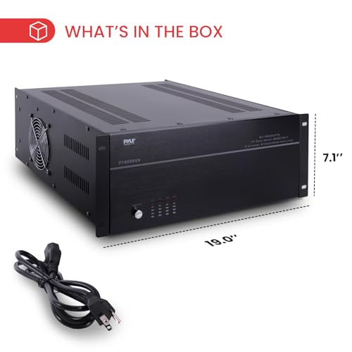 Pyle PT8000CH 4 Multi-Zone Stereo Amplifier - 19 Inch Rack Mount, Powerful 8000 Watts With Speaker Selector Volume Control & Led Audio Level Display thumb #6
