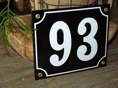 Numéro de maison émail 18x15 cm noir n ° 93 plaque visible anti-Uv