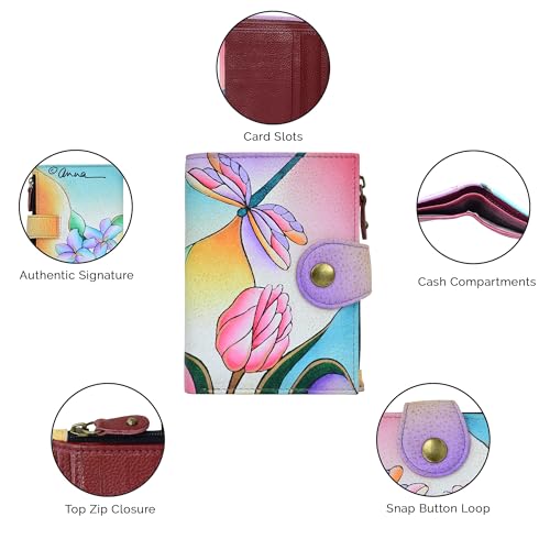 Anna by Anuschka Women’s Original Hand-Painted Leather Ladies Wallet, Wild Meadow Dusk3