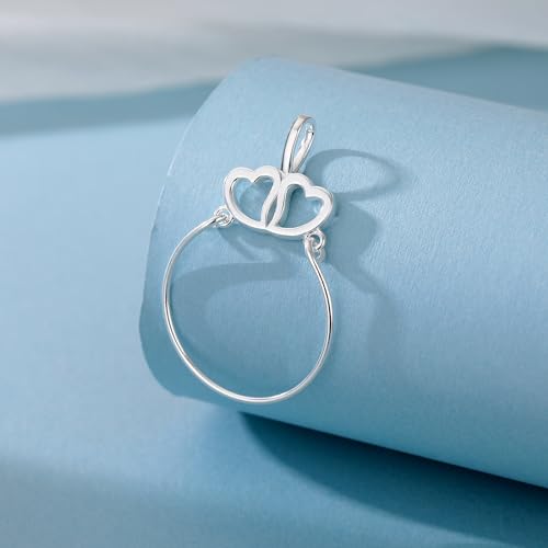 lilykel Two Hearts Charm Holder Pendant,925 Sterling Silver,Cute Jewelry Necklace Gift For Women3