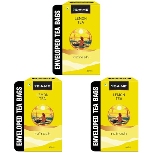 Image of TE-A-ME Lemon Tea - 100 Tea Bags | Tea Bags 100 (Envelope) (Pack of 3)