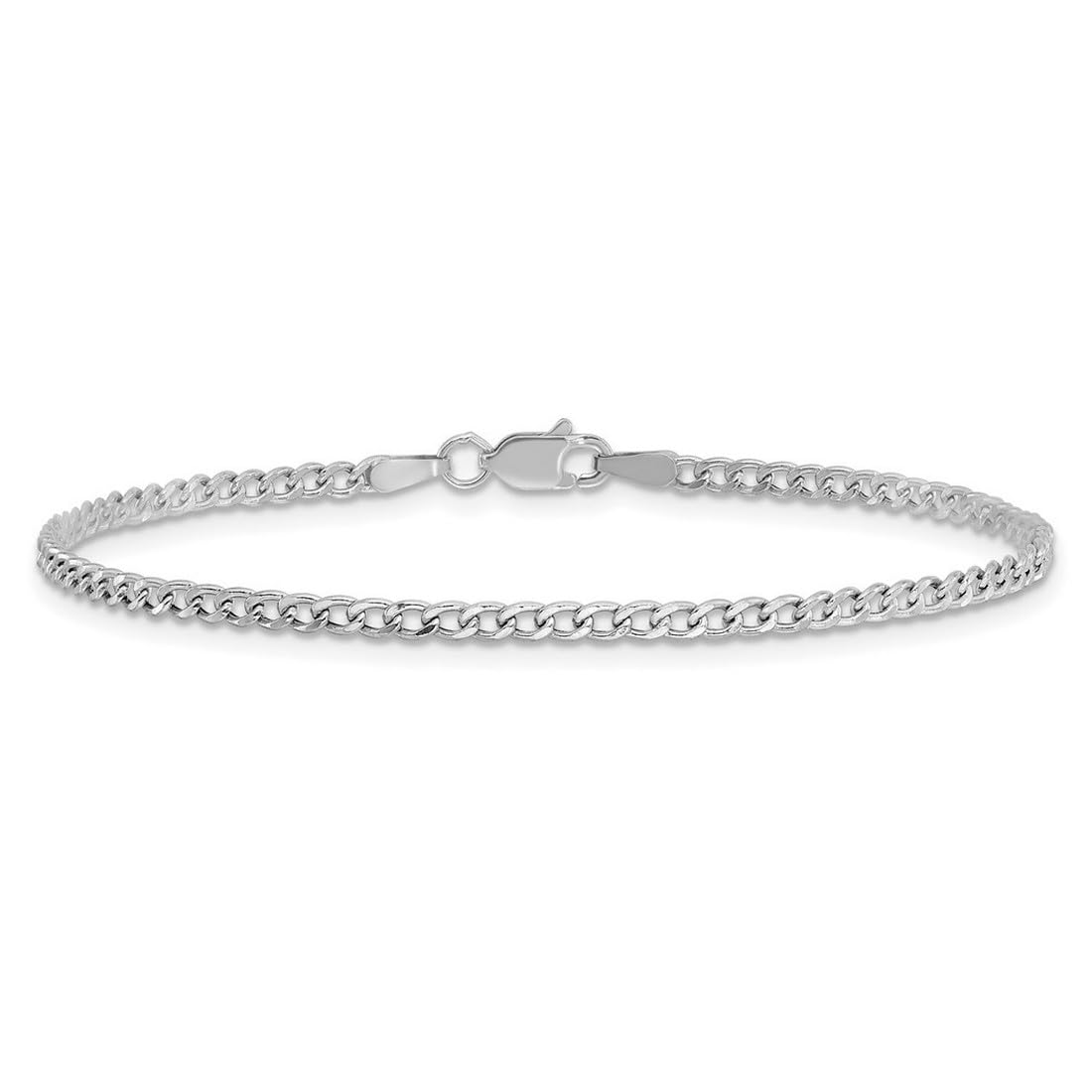 Armband aus 14-karätigem Weißgold, halbfeste Gliederkette, 2,5 mm, Geschenk für Mama