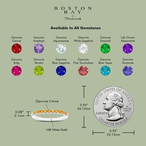 Boston Bay Diamonds 10K Gold Stackable Wedding Gemstone Anniversary Band Ring - Choice of Birthstone, Ring Size, and Yellow or White Gold3