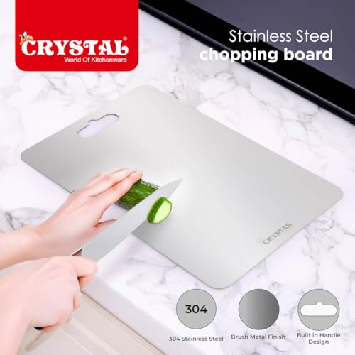 Image of Crystal Stainless Steel Chopping Board | Heavy and Strong | 31 * 20 cm|1 Year Warranty
