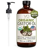 VITAL AFFAIR Pure Castor Oil Organic Cold Pressed Unrefined Glass Bottle-USDA Certified for Castor Oil Pack Wrap for Face,Hair Growth,Eyelashes,Eyebrows-16oz