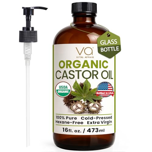 Vital Affair Castor Oil Organic Cold Pressed Unrefined Glass Bottles Usda Certified Organic Castor Cold Pressed Glass Bottle For Package Oil