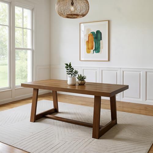 Plank+Beam 72 Inch Farmhouse Dining Table, Solid Wood Rustic Kitchen