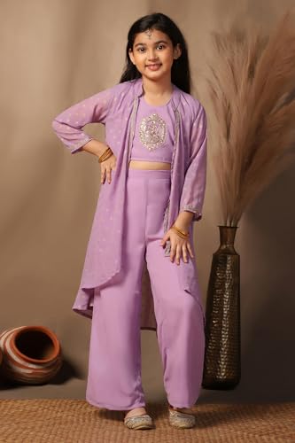 Image of Fashion Dream Girls Georgette Embroidered Palazzo Set|Kids Ethnic Wear|sharara set for girls|Indo Western Set
