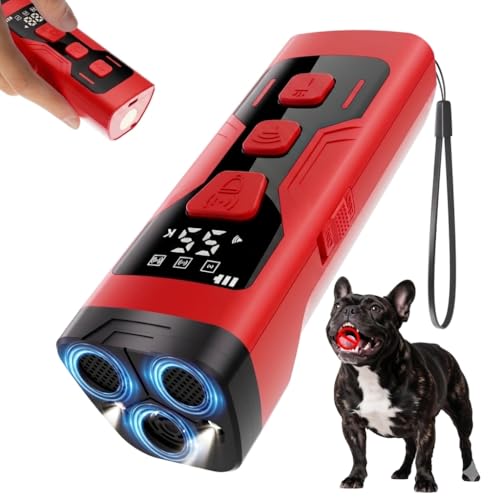 Image of 3X Ultrasonic Anti Barking Device for Dogs, 65FT Far Dog Bark Deterrent Devices, 4 Gear Frequencies Safer Alternatives to Dog Bark Collars for All Dogs (Red)