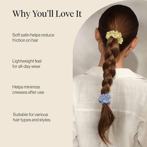 Image of Kitsch Rosette Ruched Satin Scrunchies for Women - Softer Than Silk Scrunchies | Hair Ties No Damage for Frizz-Free Sleep | Perfect for Day or Night, 5pcs