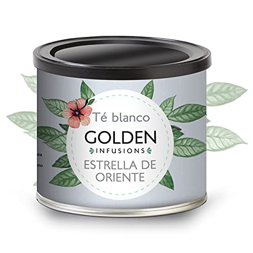 Golden Infusions - Té Blanco Estrella de Oriente - Lata de 100 g - Infusión a granel - Cuida la Piel y el Cabello - Acción Antioxidante - Té Procedente de las Primeras Yemas de la Planta Cover