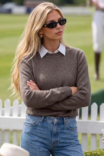 Image of Arach&Cloz Women's Wool Blend Classic Crew Neck Casual Fall Sweaters