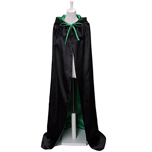 VGLOOK Unisex Christmas Halloween Witch Party Reversible Hooded Adult Vampires Cape Cloak (black/green)