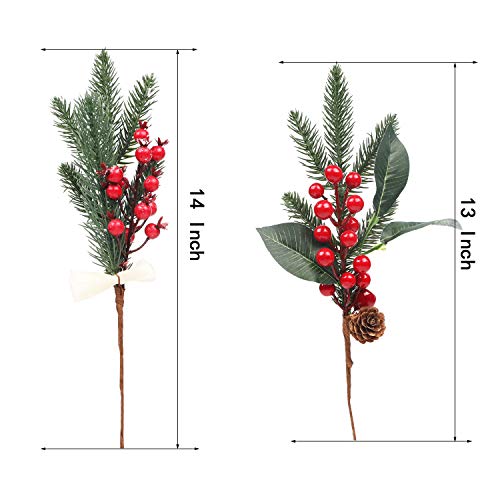 DR.DUDU 12 Pack Artificial Berry Twigs for Christmas Tree Decoration, DIY Christmas Red Berry Stems for Crafts Wreath Garland Ornaments, 6 Designs - Image 3