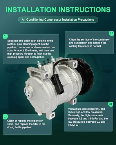 Image of SCITOO AC Compressor fit for Chrysler for PT Cruiser 2.4L 2001-2010 | Fast Cooling, Ultra Low Noise (≤72 dB)Air Conditioner Compressor with Clutch, Easy Installation, 68338 78387 78399 RL058163AD
