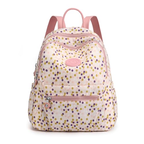 Image of Tanweibago Mini Nylon Women Backpacks,11L Small Ladies backpacks Casual Lightweight Women Shopping Travel Daypack (A-Dot Pink)
