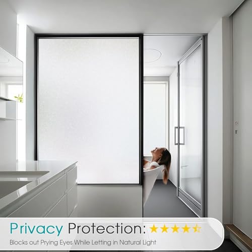 Image of Window Privacy Sheet for Glass Covering with Frosted Blur Texture | Self Adhesive-Uv Protection /Sun Heat Control || (18 x 96 Inch, Frost Color)
