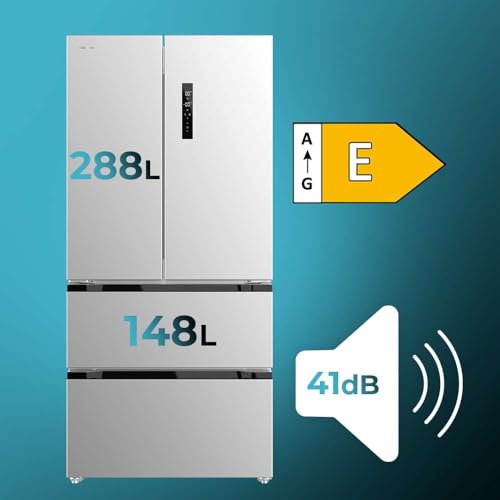 Cecotec Frigorífico Puerta Francesa Inox 463L Bolero CoolMarket FD 436 Inox E. Altura 183cm y 83,6 cm ancho, Bajo Consumo, Compresor Inverter Plus, Total No Frost, MultiAirFlow y Modo Vacaciones - imagen 3