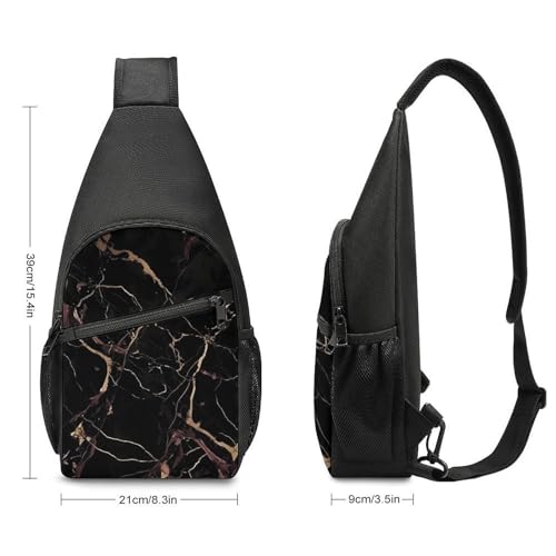 Bolso tipo sling con estampado negro y dorado miniatura 2