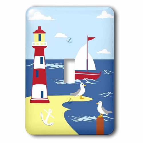 Interrupteur à bascule décoratif avec ancre marine et oiseaux pour maison - 2
