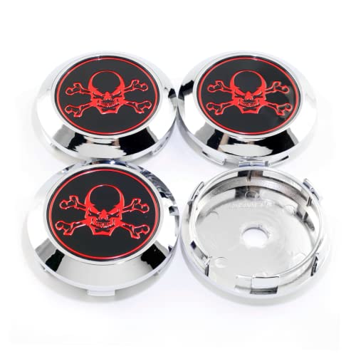 Gtownworks 68Mm 2.68" Wheel Center Caps For Enkei Rpf1 Wheel 44742-Shj-A90 08W15-Slj-0M00-A2 Center Hubcaps | 4 Pack Chrome Silver Skull Center Cover Replacement #TOP25