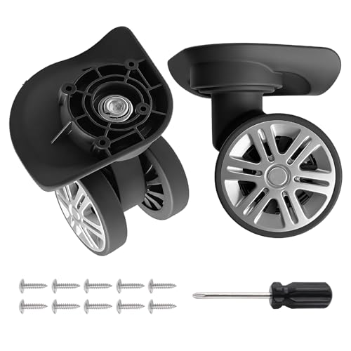 Frecizzy Luggage Wheels Replacement 2 Pack Heavy-Duty Suitcase Casters with 4 Screw Holes,360° Smooth Rolling Spinner Wheels for Luggage Repair（FW015