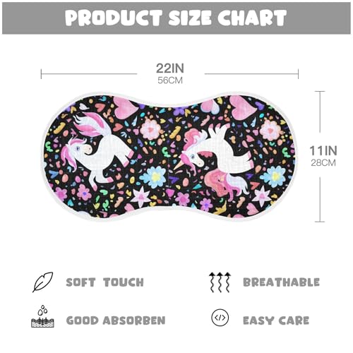 xigua Unicorns Baby Burp Cloths for Newborn Boys and Girls 2 Pack, Soft & Absorbent Cotton Baby Burp Cloth, Baby Washcloths, Newborn Towel, Burp Rags4