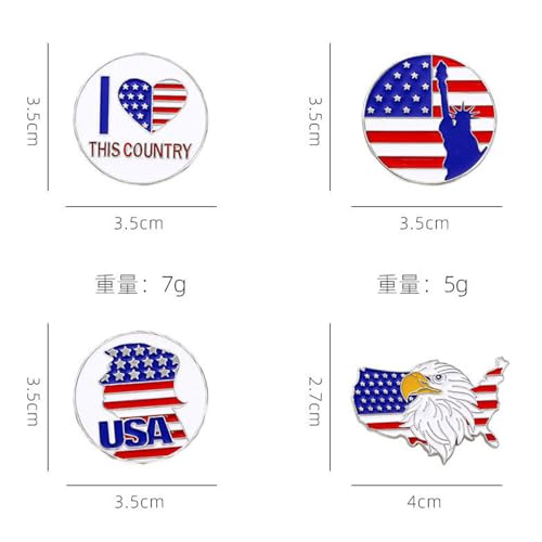 Image of USA Flag Brooch Pin for Women American Flag Brooches 4th of July Patriotic Red White Blue USA Flag Lapel Pin American Patriotic Medal Brooches Dress Accessories for Independence Day