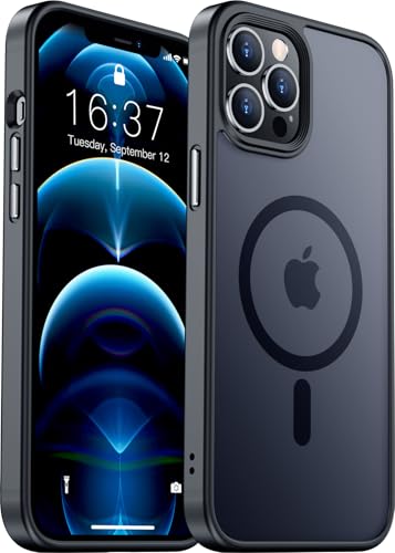 Coque magnétique pour iPhone 12 Pro translucide noire anti-rayures