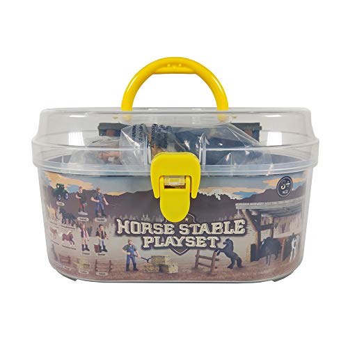 image for DINOBROS Horse Stable Playset Toys for Boys and Girls Ages 3 and Up in