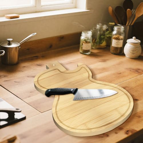 Tabla de cortar de bambú con forma de guitarra miniatura 7