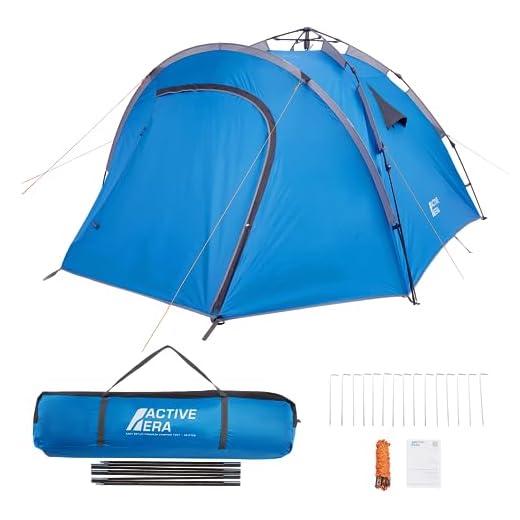Active Era Tienda de Campaña Familiar para 4 Personas, Impermeable con Oscuridad Total para Dormir al Aire Libre en Camping, Senderismo y Festivales. Montaje Rápido con Bolsa de Viaje