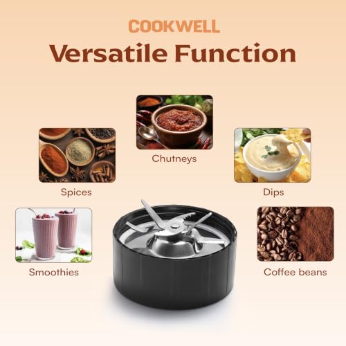 Image of Cookwell Bullet Mixer Grinder (2 Jars, 1 Blade, Imperial Red), 600 Watts - 2 Year Warranty