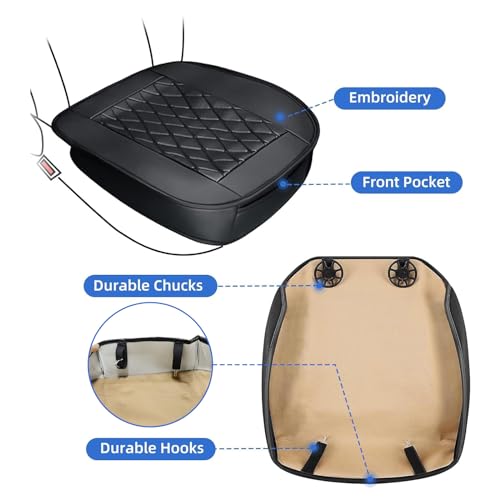 2 Pack Car Seat Cover PU Leather, Car Seat Protector for Front Seat Bottom with Storage Pockets, Anti-Slip Soft Car Seat Cushions for Driving, Car Seat Covers Front Pair Universal Fit 90% of Cars - Image 3